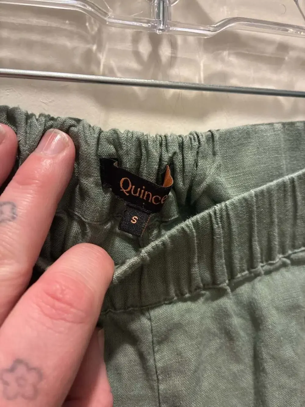 Quince 100% Linen Pull-On Pants Green Size S